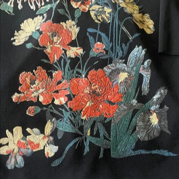 Zara szM black sparkling floral shift raw hem and cuffs - Picture 7 of 11